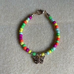 *2 for $20* Mutlicolored Beaded Butterfly Charm Bracelet